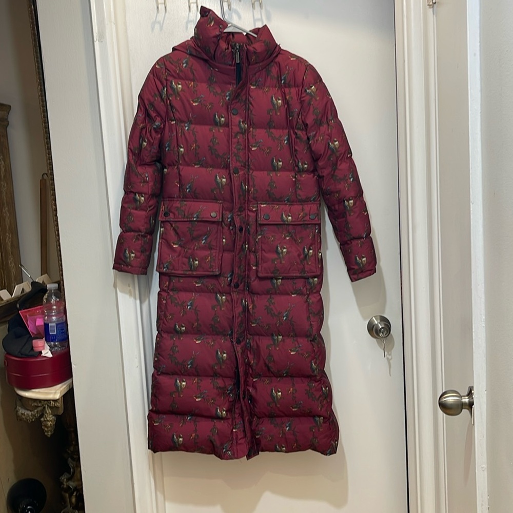 Flyalone burgundy lovebird hooded down coat